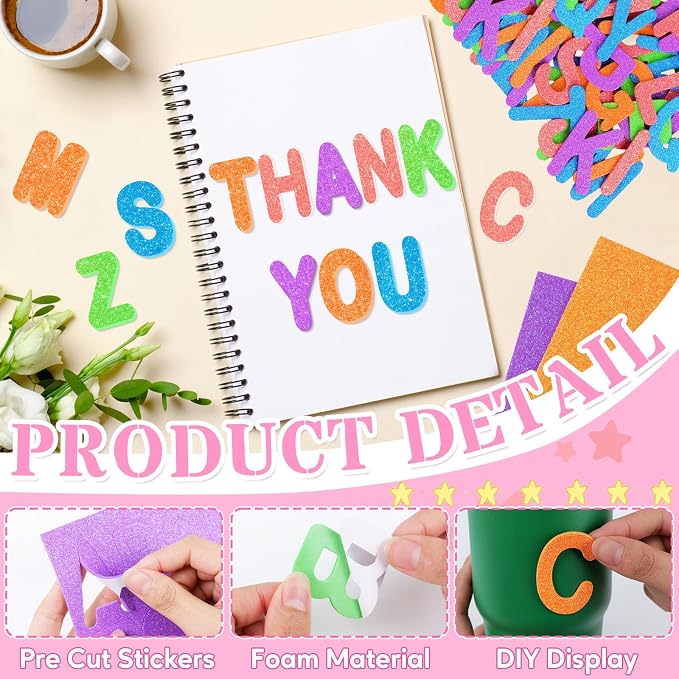 2 Inch Large Foam Letter Stickers Glitter Big Font - Image 3