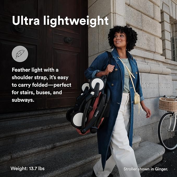 Stokke YOYO3 Stroller from 6 Months - Includes Black Frame/Toffee Seat Cushion + Canopy - Folds in & Out in a Flash - Light & Compact - Carry-On Compatible