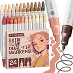 ARTISTRO 24 Skin Tones Dual-Tip Acrylic Paint Markers – Paint Pens Set by ARTISTRO