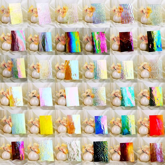 36 Sheets Iridescent Stained Glass Sheet Variety Pack, 4 X 6 inch Cathedral Art - Image 4