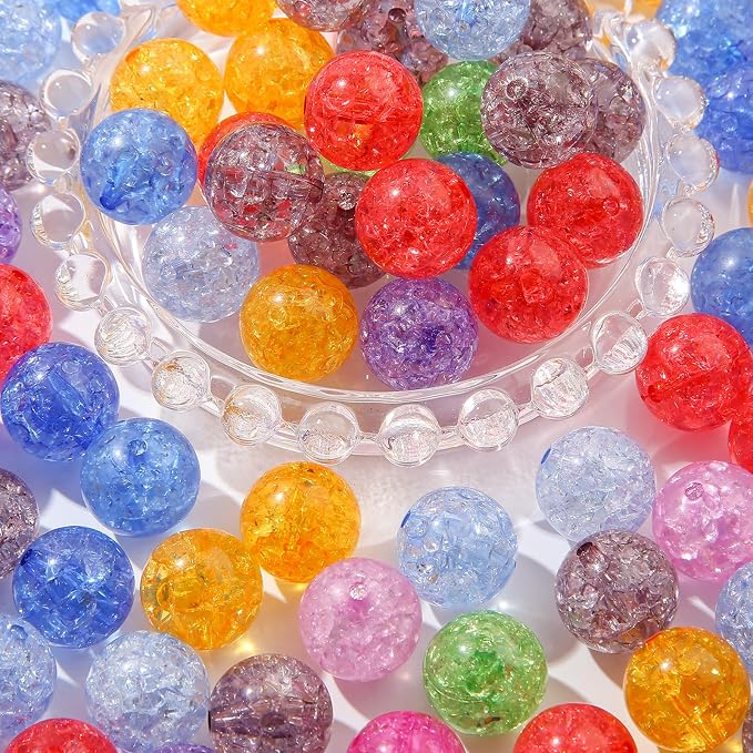 16mm Acrylic Beads Color Crackle Bead Round Loose Space Beads - Image 4