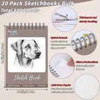 20 Pcs Sketch Books Bulk 5.5 x 8.5 In 800 Sheets Top Spiral Bound Sketch Pad - Image 2