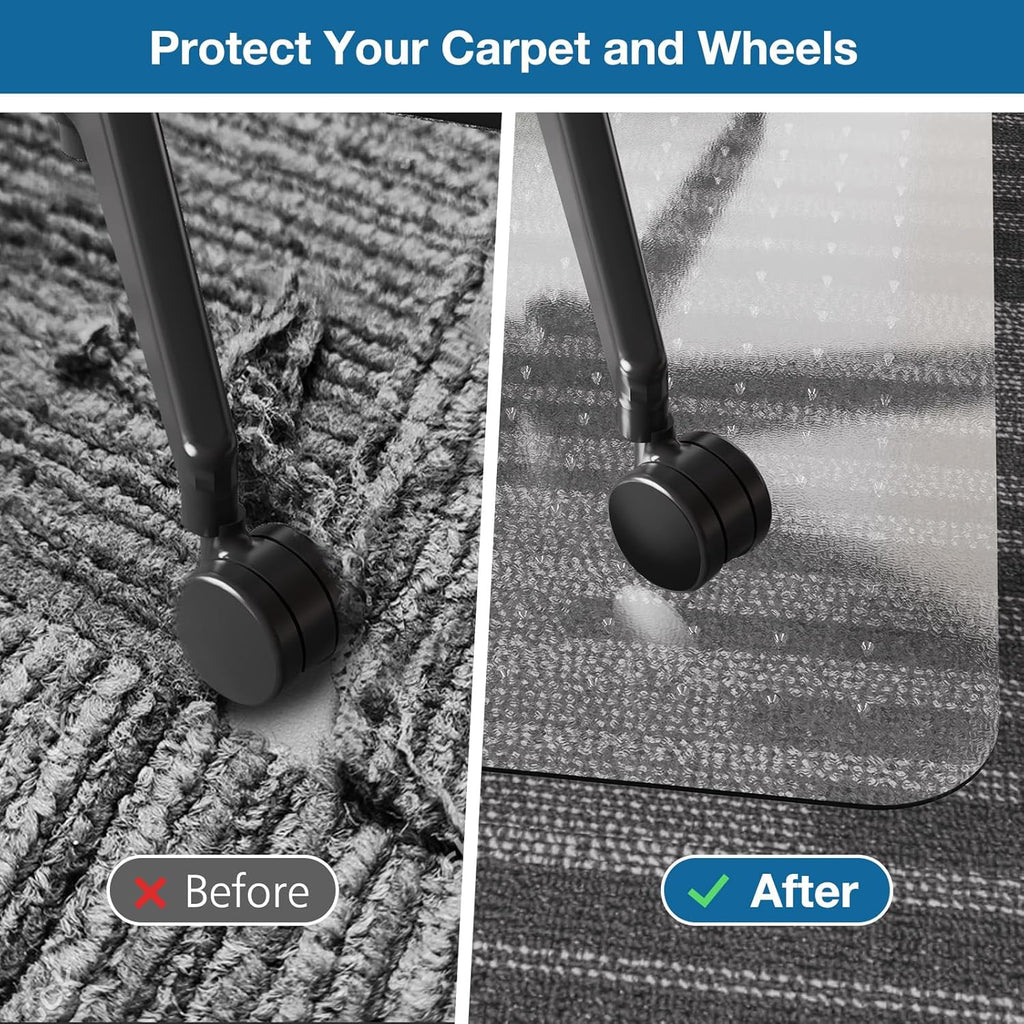 Chair Mat for Carpet, 36" x 48" Desk Chair Mat for Carpeted Floors, Non-Slip Office Vinyl Mat for Carpet with Studded, Easy Glide Heavy Duty Floor Protector Mat for Home Office, Clear
