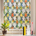 Window Privacy Film Stained Glass 17.5" x 157.4" Rainbow | Static cling – no by Unknown