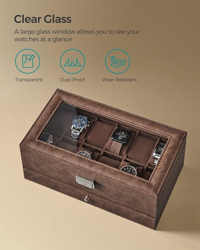 SONGMICS Watch Box, 12-Slot Watch Case Organizer - Image 4
