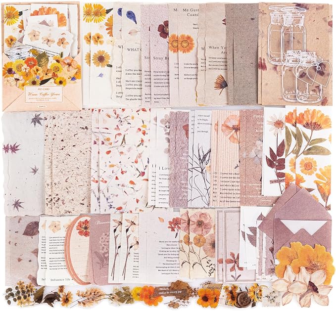 RISYPISY Floral Scrapbook Supplies Kit, Card Making, Art Journal by RISYPISY
