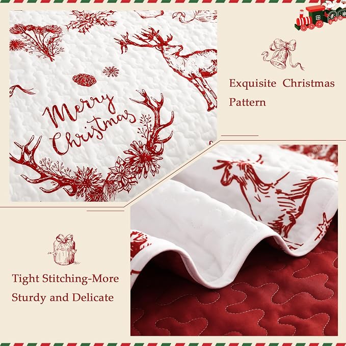 Exclusivo Mezcla Reversible Christmas Quilts Twin Size - Image 4