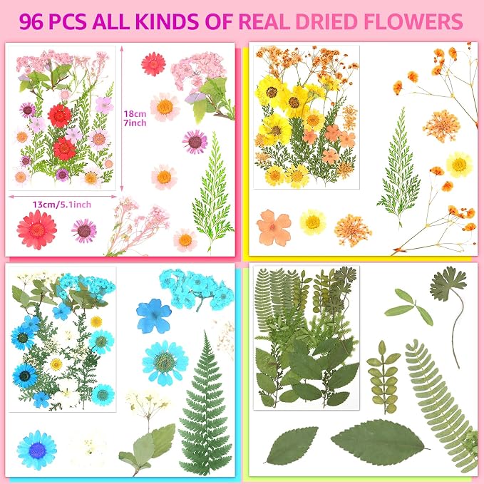 96Pcs Dried Pressed Flowers for Resin, Bulk Natural Dried Flowers, for - Image 6