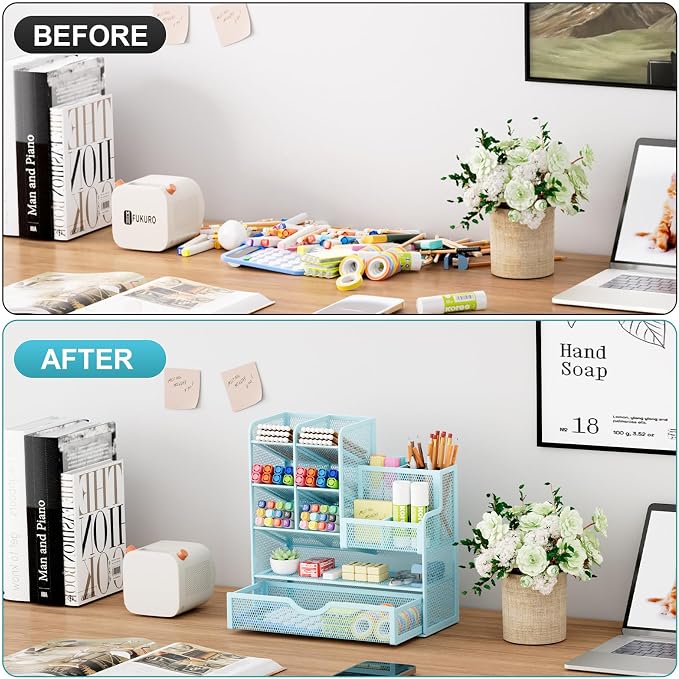 Marbrasse Mesh Pen Holder for Desk, Desk Organizers and Accessories for Office - Image 3