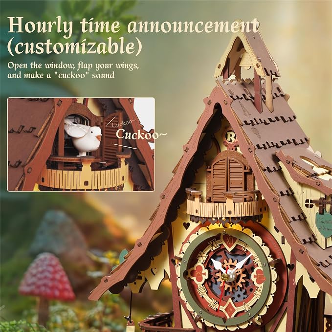 ROKR 3D Wooden Puzzles for Adults, Cuckoo Clock Model Kit, Room Home Decor DIY - Image 4