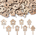 100 pcs Mixed Styles House Theme Unfinished Wood Cutout Charms Lovely Home Wood by Gythara
