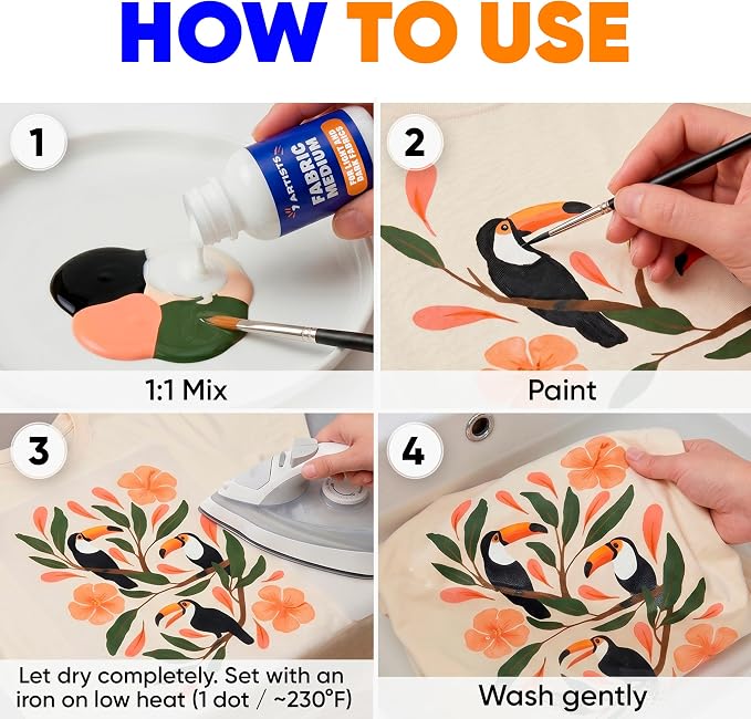 Fabric Medium for Acrylic Paint 4.2 fl oz – Turn Acrylics Into Washable Fabric - Image 5