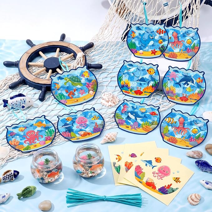 Eersida 32 Sets Summer Suncatcher Crafts, Ocean Fishbowl Craft Kit, Under the - Image 2