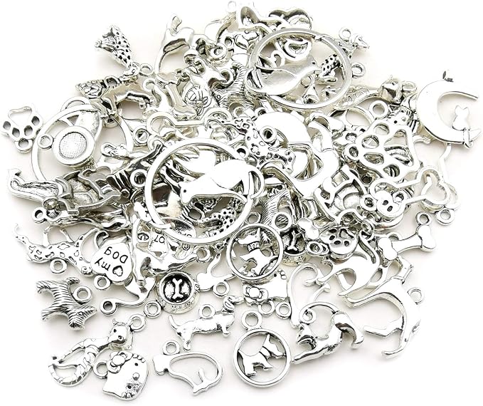 100g Craft Supplies Antique Silver Animals Cat Dog Pet Charms Pendants - Image 4