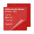 2 PCS 10 x 10 inch Glitter Colored Plexiglass Acrylic Sheets by gdhwcxl