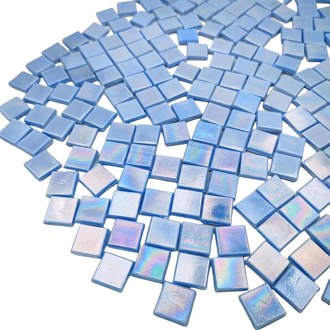 1.1 LB Ice Jade Mosaic Tiles, 0.59“ Square Glass Mosaic Pieces - Image 4