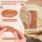 VioraWhite 40 Pcs 21oz Air Dry Clay Bulk Modeling Ultra Lightweight Foam - Image 2