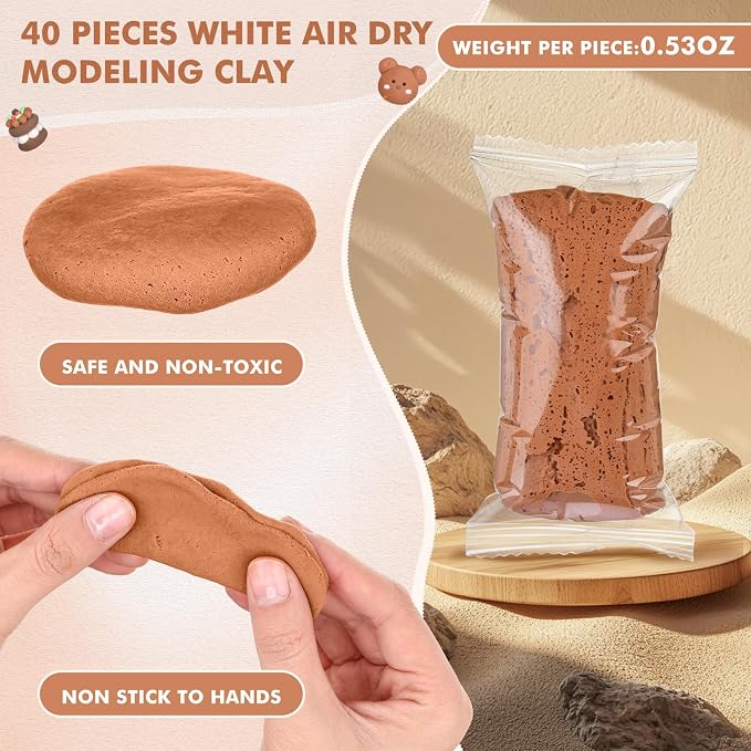 VioraWhite 40 Pcs 21oz Air Dry Clay Bulk Modeling Ultra Lightweight Foam - Image 2