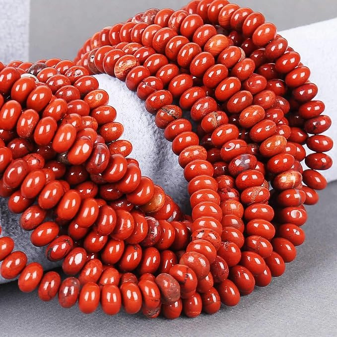 ICAI Beads 5x8mm Natural Red Jasper Rondelle Spacer Loose Beads - Image 5