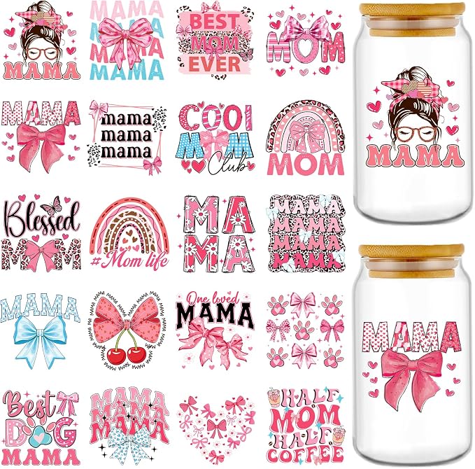 Rngmsi 20 Sheets Mom UV DTF Cup Wrap, Mama Waterproof Cold UV DTF Stickers | by RNGMSI