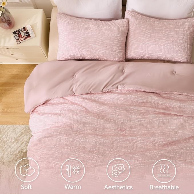 BEDELITE Blush Pink Twin Comforter Set - Image 4