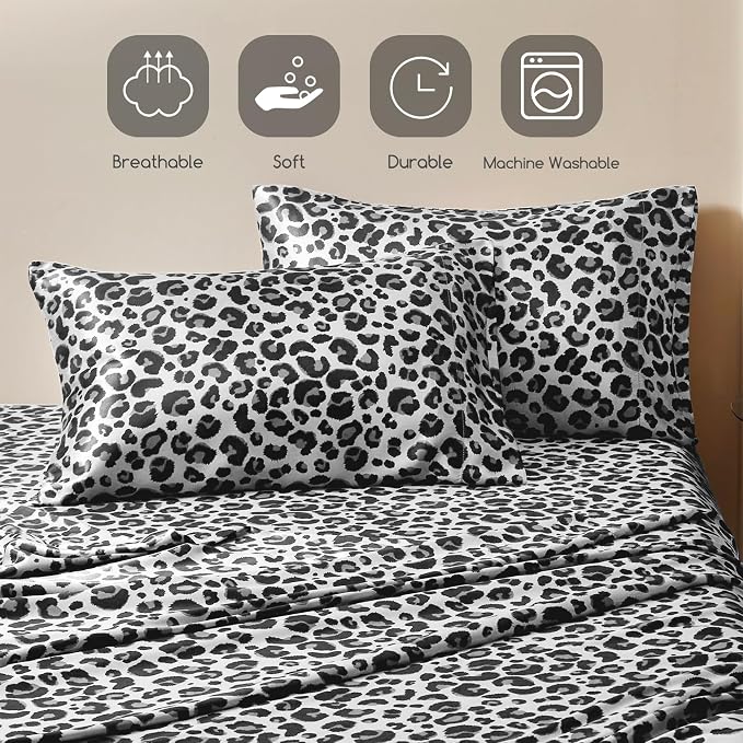 MR&HM Satin Sheets with Elastic Corner Straps, Full Size Sheets Set - Image 6