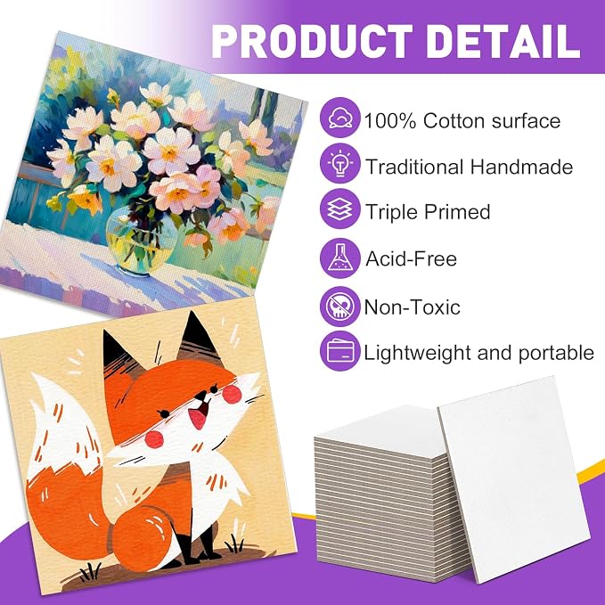 ESRICH 14 Pack 4x4IN Mini Magnetic Canvas Panels, Small Canvases - Image 6