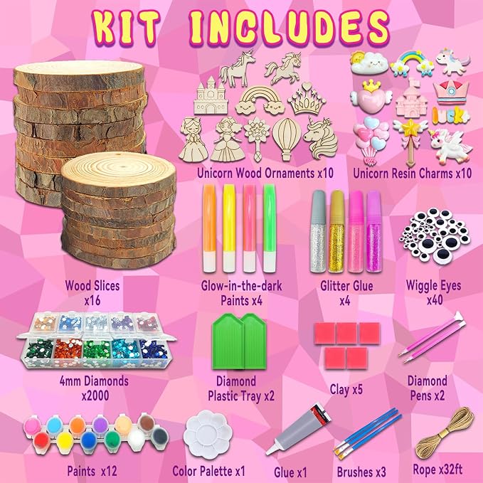 klmars Unicorn Themed Wooden Painting Kit-Glow in The Dark-Arts & Crafts Gifts - Image 4