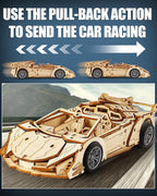 3D Wooden Puzzles for Adults Roadster, Mechanical Wood Sport Car Model Kits for - Image 4