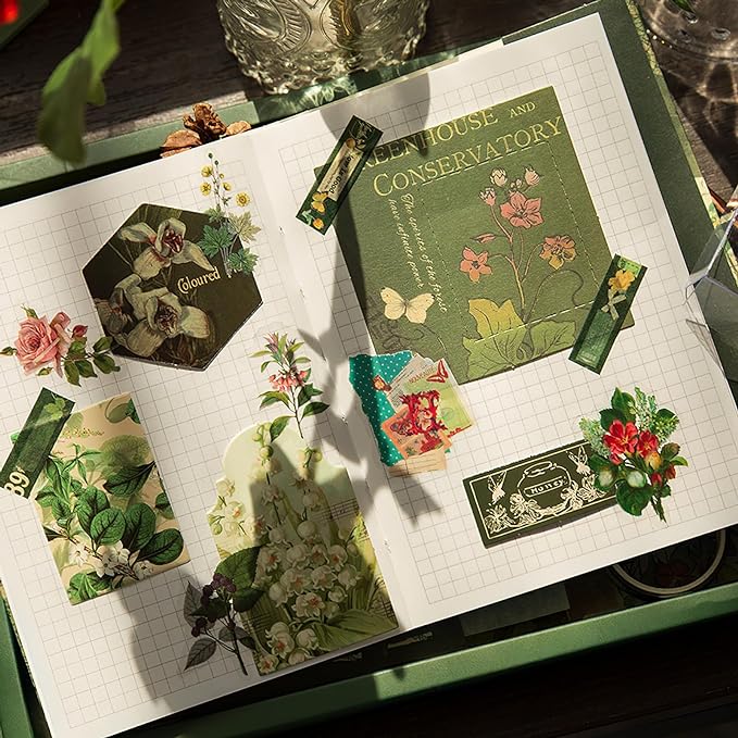 Draupnir Scrapbooking Supplies Kit, Vintage Botanical Aesthetic Scrapbook Kit - Image 5