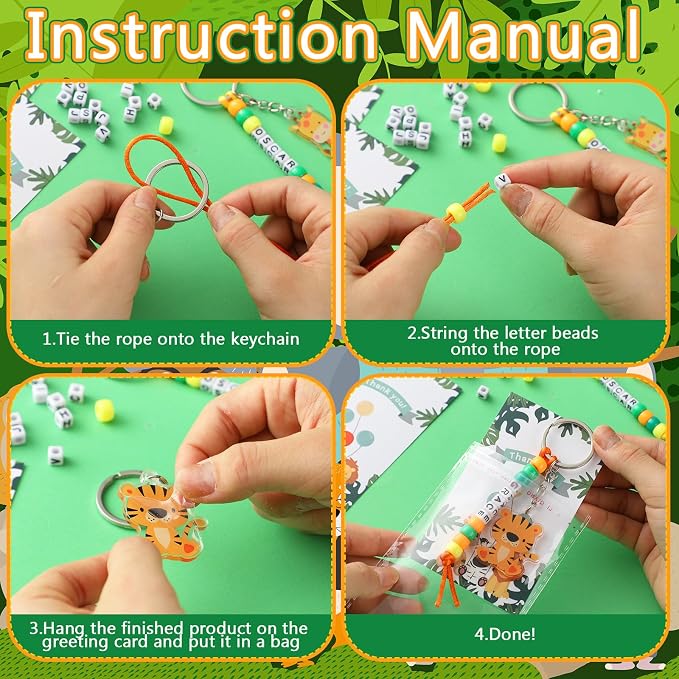 Suncalla 984 Pcs 24 Set Jungle Safari Animal Keychain Zoo Making Kit DIY | - Image 4