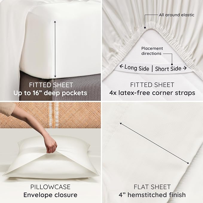 Bambaw 100% Viscose Derived from Bamboo King Size Bed Sheet Set - Image 5