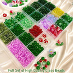 Beaded Plant Kit Green Glass Beads Flower Leaf Suncatcher Disco Ball Hanging - Image 2