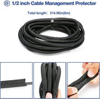 JOTO 26 Feet Cable Management Sleeve -Black | Cord Organizer System - Image 4