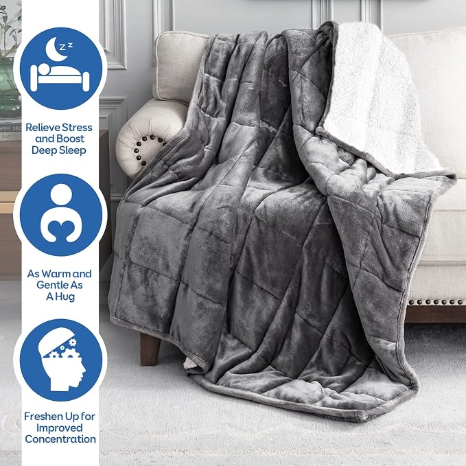 Cottonblue Sherpa Weighted Blanket 15 lbs, Fleece Flannel Heavy Blanket Twin - Image 3