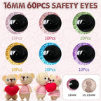 MUCUNNIA 120pcs 16mm 3D Glitter Safety Eyes - Image 2