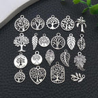 WOCRAFT 60pcs Antique Silver Tree Leaf Bracelet Charms - Image 5