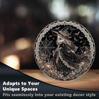 Elegant Gothic Witch Halloween Metal Tin Sign Round Wall Decor Black Dress Gold - Image 6