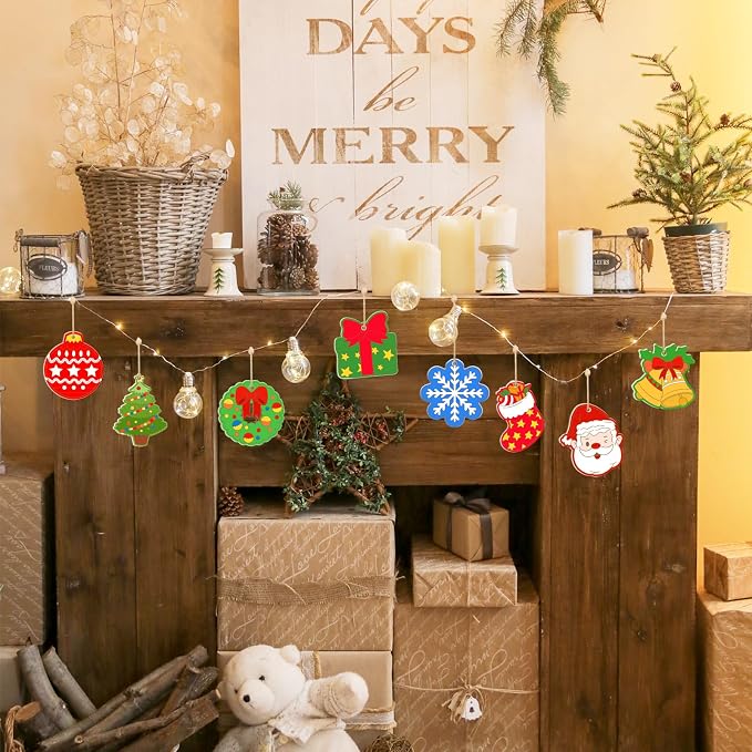 80PCS Wooden Christmas Ornaments to Paint, 10 Styles DIY Blank Unfinished - Image 3