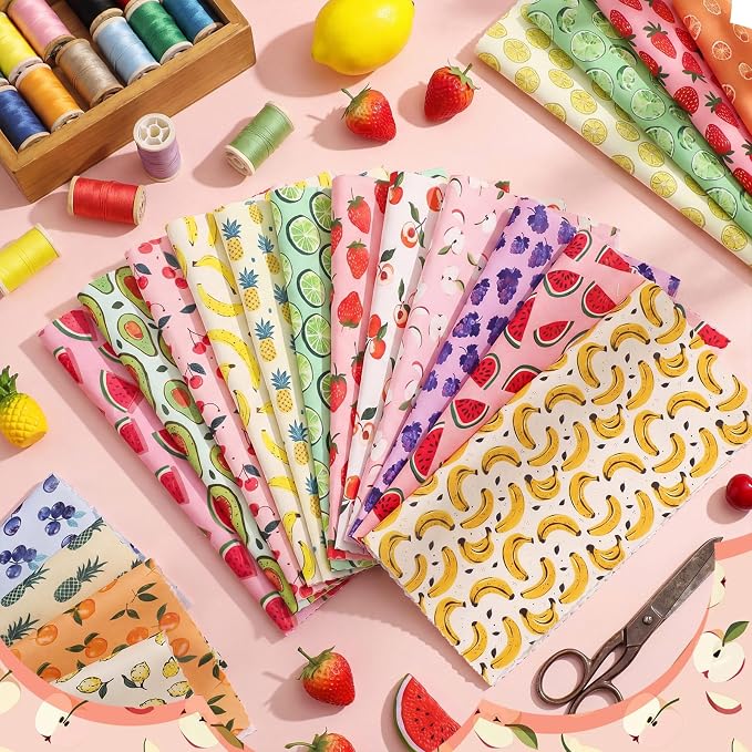 HunnmingRe 20 Pcs 10''x10'' Summer Fruit Quilting Fabric Square Lemon - Image 3