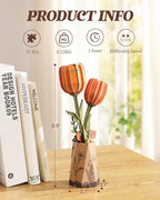 rowood Orange Tulip Wooden Flower, DIY Artifical Flower Building Set Craft Kit - Image 2