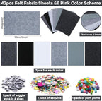 42Pcs Black Gray Fabric Sheets 8 x 12 Inch Assorted Soft Black Gray White Thick - Image 2
