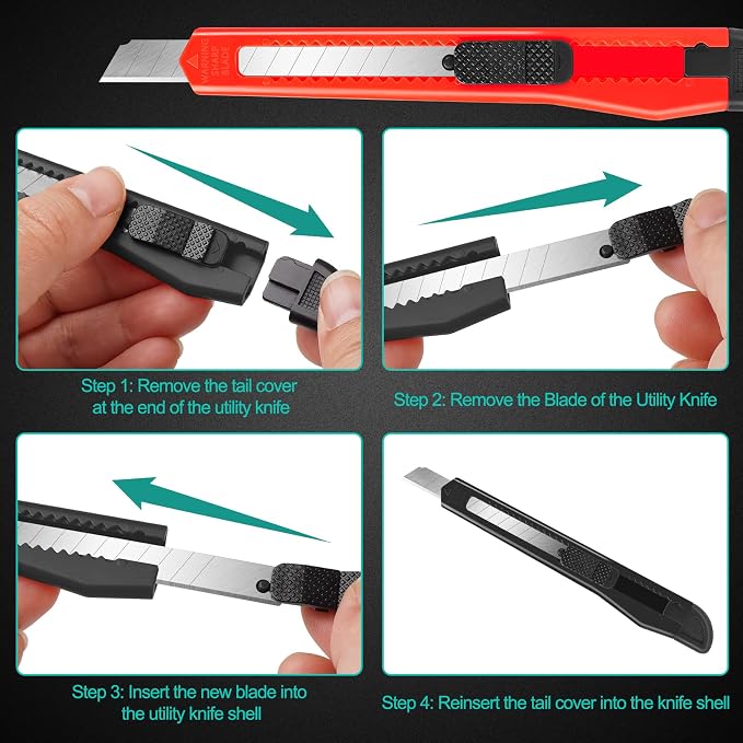 DIYSELF 24Pack Box Cutters Utility Knife Box Cutter Retractable, Extended Use - Image 6