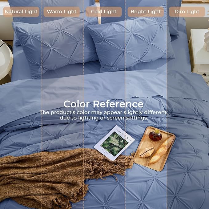 Sasttie California King Comforter Set, 7-Piece Bed in a Bag, Pintuck Bedding - Image 8