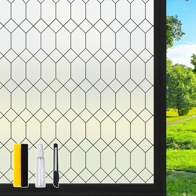 DKTIE Window Privacy Film Stained Glass Frosted Glass Window Clings Moroccan by Dktie