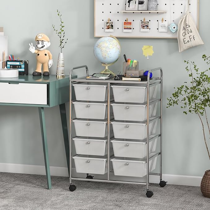 Giantex 10 Drawers Rolling Cart, Classroom Organizers, Storage Cart - Image 4