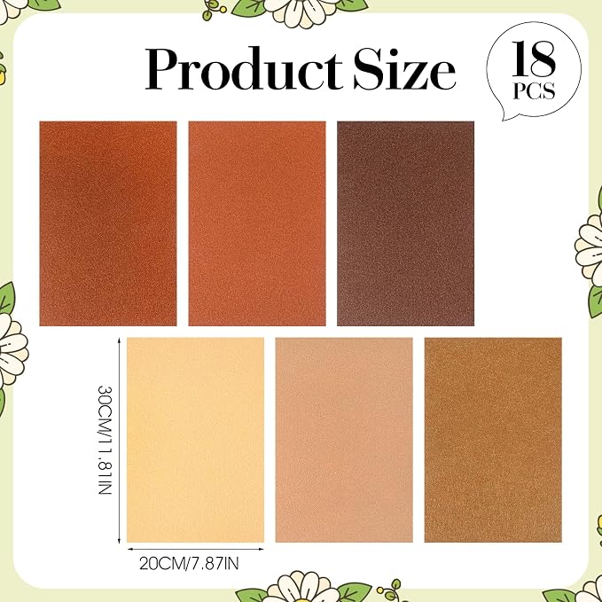 18Pcs Brown Felt Sheets for Crafts, Soft and Thick Brown Felt Fabric, 11.81 X - Image 2