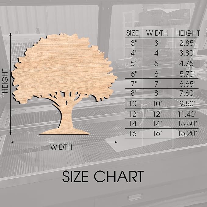 Unfinished Oak Tree Wood Cutout – Rustic Laser Cut Wooden Shape - Image 2