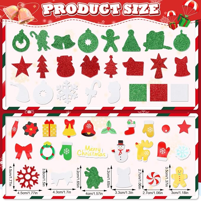 SEPGLITTER 600Pcs Christmas Foam Sticker Xmas Glitter Self Adhesive Sticker | - Image 2