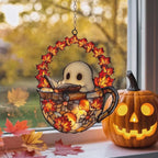 Autumn Ghost in Teacup Acrylic Suncatcher by Unknown